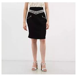 Chanel-Falda adornada con cristales raros-Negro