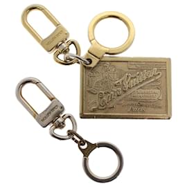 Louis Vuitton-LOUIS VUITTON Schlüsselhalter Metall 2Stellen Sie Gold LV Auth ac ein1969-Golden