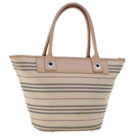 Burberry-BURBERRY Tote Bag Canvas Leather Beige Auth yb121-Beige