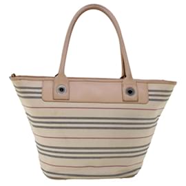 Burberry-BURBERRY Tote Bag Canvas Leather Beige Auth yb121-Beige