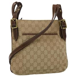 Gucci-GUCCI GG Canvas Shoulder Bag Leather Beige 115514 Auth yk7361-Beige