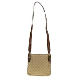 Gucci-GUCCI GG Canvas Shoulder Bag Leather Beige 115514 Auth yk7361-Beige