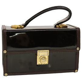 VERSACE Handtasche Lackleder Braun Auth yb126 Braun