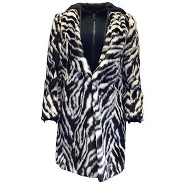 alice + olivia negro / Abrigo de piel sintética con estampado de cebra Kylie blanco Negro