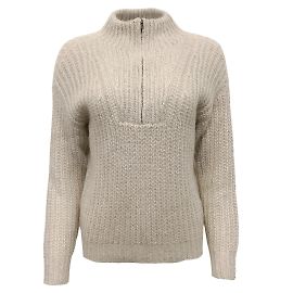 Peserico Grauer Metallic-Pullover mit halbem Reißverschluss Grau