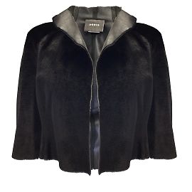 Akris Black Cropped Kangaroo Fur Jacket Black