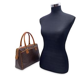 Céline-Vintage Brown Macadam Canvas Handbag Satchel Bag-Brown