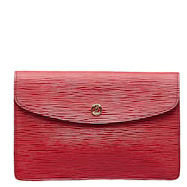 Louis Vuitton-Louis Vuitton Epi Montaigne Clutch Leather Clutch Bag M52667 in Fair condition-Red
