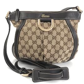 Gucci-GG Canvas Abbey D-Ring Crossbody Bag 203257-Brown