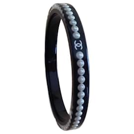 Pulseira Chanel de Pérolas Preta Preto