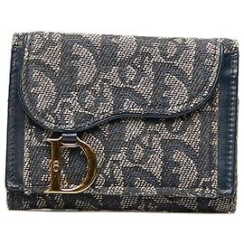 Monedero Dior Blue Oblique Saddle Azul