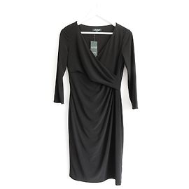 Vestido de jersey negro con parte delantera drapeada de Ralph Lauren Negro