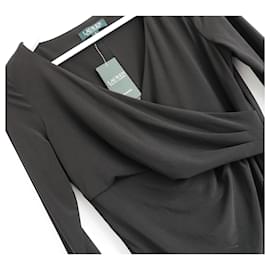 Ralph Lauren-Ralph Lauren - Robe en jersey drapée noire sur le devant-Noir