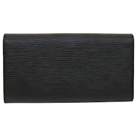 Louis Vuitton-LOUIS VUITTON Epi Portefeuille Sarah Long Wallet Black M63742 LV Auth 45082-Black