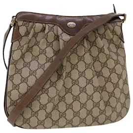 Gucci-GUCCI GG Canvas Shoulder Bag PVC Leather Beige Auth yk7340-Beige