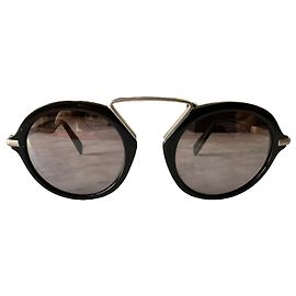 Yohji Yamamoto Gafas de sol redondas negras Negro