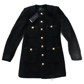 Giacca Massimo Dutti in lana nera con bottoni oro/Cappotto Nero Gold hardware