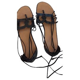 Paule Ka Black Patent Leather Sandals Black