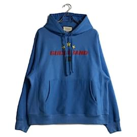 Gucci-****GUCCI Blue Embroidered Hoodie-Blue