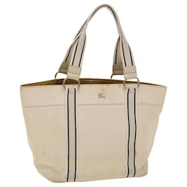 Burberry-BURBERRY Tote Bag Canvas White Auth yb124-White