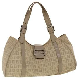 Fendi-FENDI Zucchino Canvas Mamma Baguette Sac à Main Cuir Beige Authentique 45281-Beige