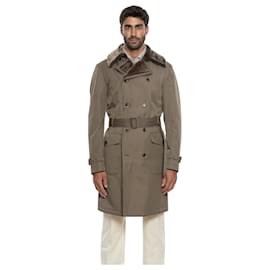 Corneliani-Corneliani padded belted trench coat-Brown