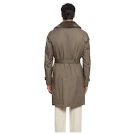 Corneliani-Corneliani padded belted trench coat-Brown