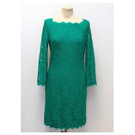 Diane Von Furstenberg-DvF Zarita Vestido de renda verde esmeralda-Verde