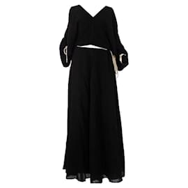 Autre Marque-***Walk Of Shame Wool and Silk Lace-up Maxi Dress-Black,Other