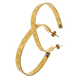 Louis Vuitton Monogram hoop earrings Yellow gold Pearl ref.941004 - Joli  Closet