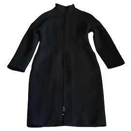 ***Fendi Wool Raw Edges Coat Navy blue Dark blue