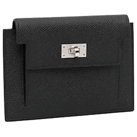 Hermès-Hermes Black Kelly Pocket Compact Wallet-Black
