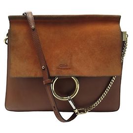 Chloé BOLSA DE MÃO DE COURO CHLOE FAYE MM MARROM COURO E CAMURÇA BANDOULIERE DE COURO Marrom
