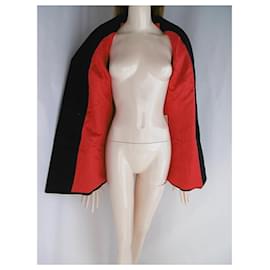 Versace-***Versace Cashmere Wool Blazer Jacket-Black,Dark red,Gold hardware