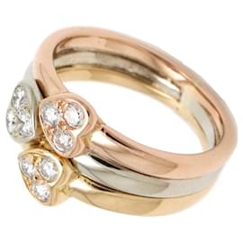 Van Cleef & Arpels-***Van Cleef & Arpels Gold Diamond Trinity Hearts Ring-Multiple colors