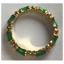 Tiffany & Co-***Tiffany & Co. Gold vintage enameled bamboo ring-Multiple colors