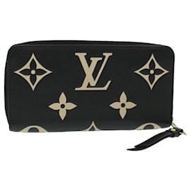 Louis Vuitton-LOUIS VUITTON Monogram Empreinte Zippy Portefeuille Noir Beige M80481 Auth LV 45062-Noir,Beige