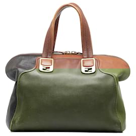 Fendi-Fendi Brown Colorblock Chameleon Handbag-Brown