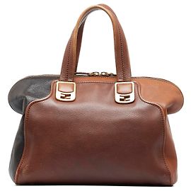 Sac à main caméléon marron colorblock Fendi Marron