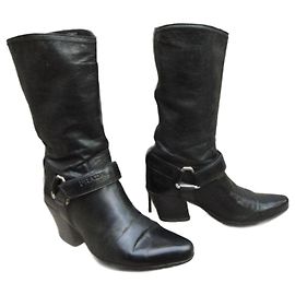 Prada leather western boots black 36.5 IT Black