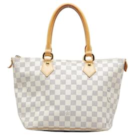 Louis Vuitton-Louis Vuitton Damier Azur Saleya PM Bolso tote de lona N51186 en buen estado-Blanco