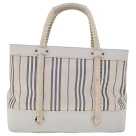 Burberry-BURBERRY Hand Bag Canvas White Auth bs6258-White