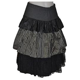 Luisa Spagnoli-Midi Skirt-Black,Grey