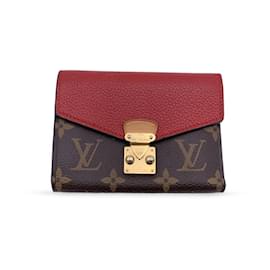 Louis Vuitton-Monogram Canvas Pallas NM Compact Wallet Red Flap-Brown