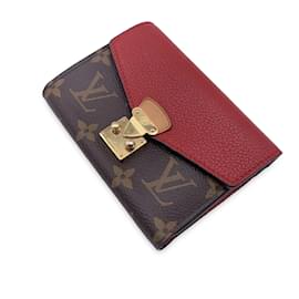 Louis Vuitton-Monogram Canvas Pallas NM Compact Wallet Red Flap-Brown