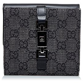 Gucci Cartera Jackie de lona negra con GG Negro