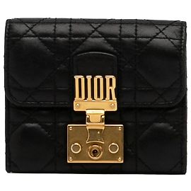 Dior Black Cannage Dioraddict Small Wallet Black