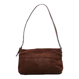 Fendi-Suede Shoulder Bag 26566-Brown