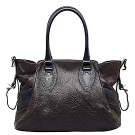Fendi-Etniko Leather Handbag 8BN157-Brown