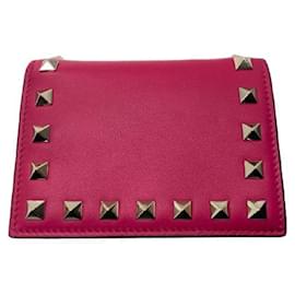 Valentino Garavani-****VALENTINO GARAVANI Studded Mini Wallets-Pink